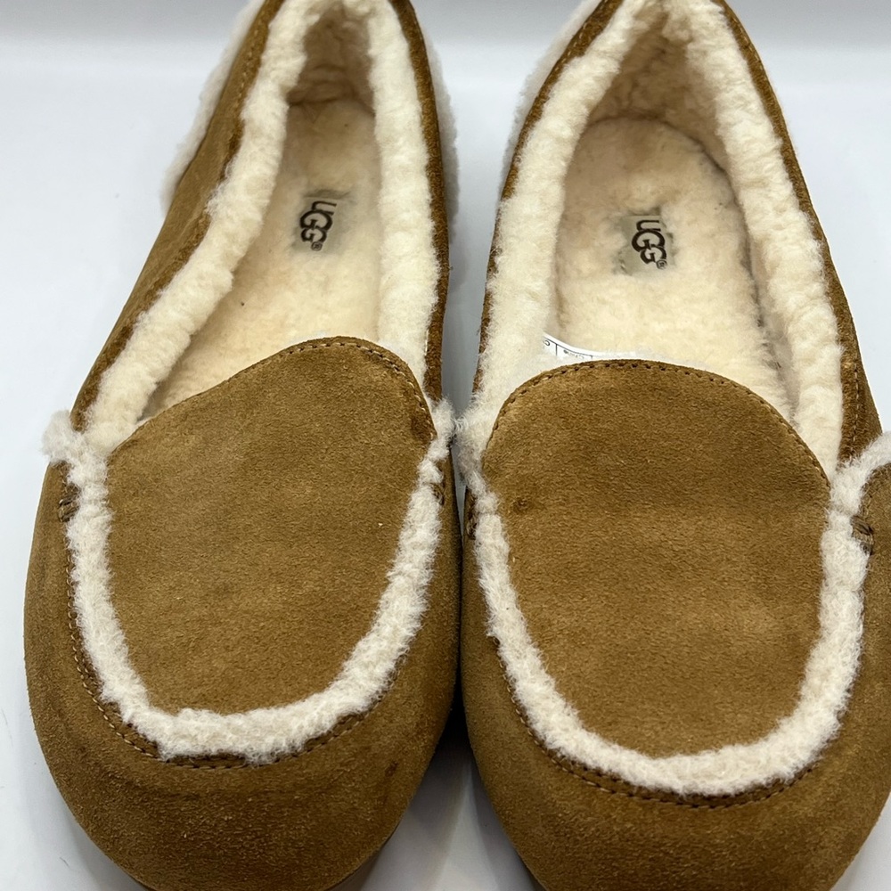UGG Brown and Cream Moccasin Slippers